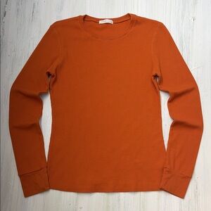 💚5/$25💚 Active Basic Rust Orange Long Sleeve Crew Waffle Thermal Top Sz L